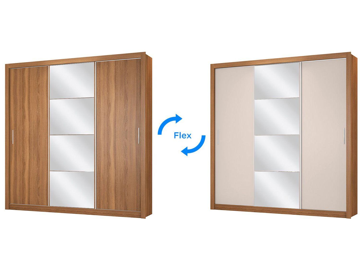 Guarda-roupa Casal com Espelho 3 Portas de Correr 2 Gavetas Demóbile Residence Flex