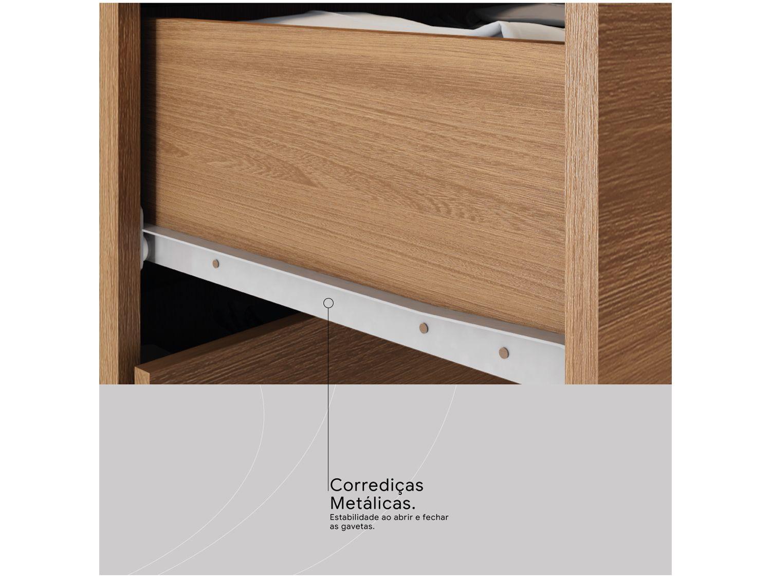 Guarda-roupa Casal com Espelho 3 Portas de Correr 2 Gavetas Demóbile Residence Flex