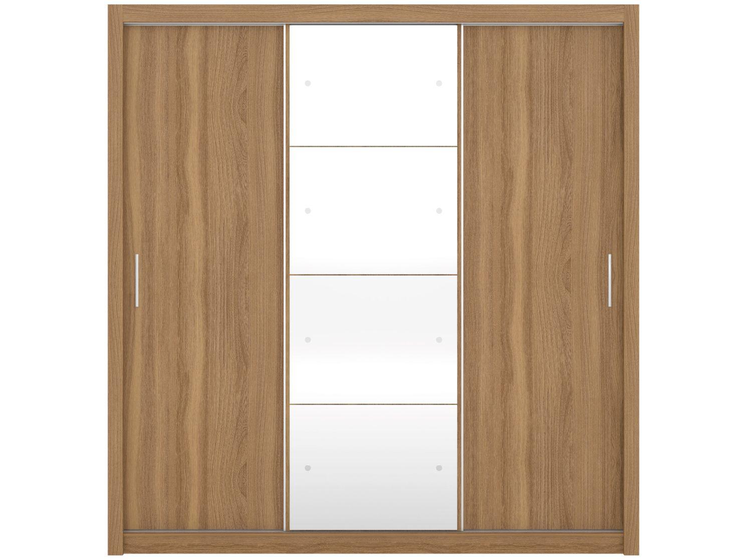 Guarda-roupa Casal com Espelho 3 Portas de Correr 2 Gavetas Demóbile Residence Flex
