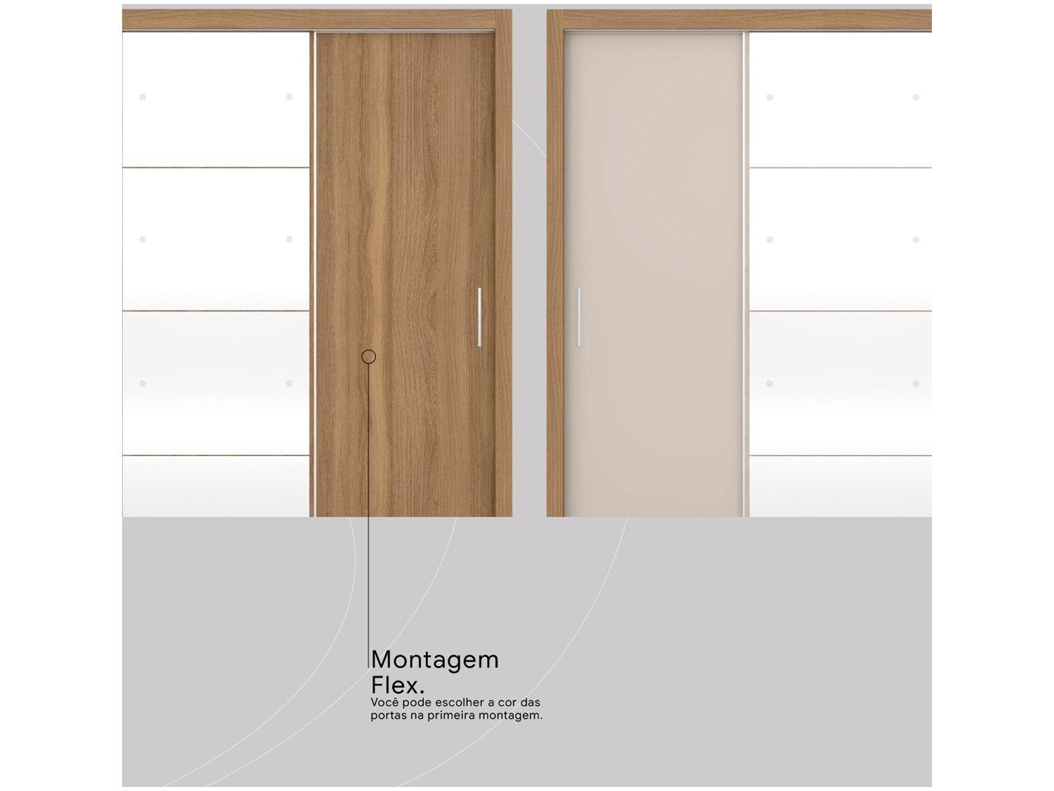 Guarda-roupa Casal com Espelho 3 Portas de Correr 2 Gavetas Demóbile Residence Flex