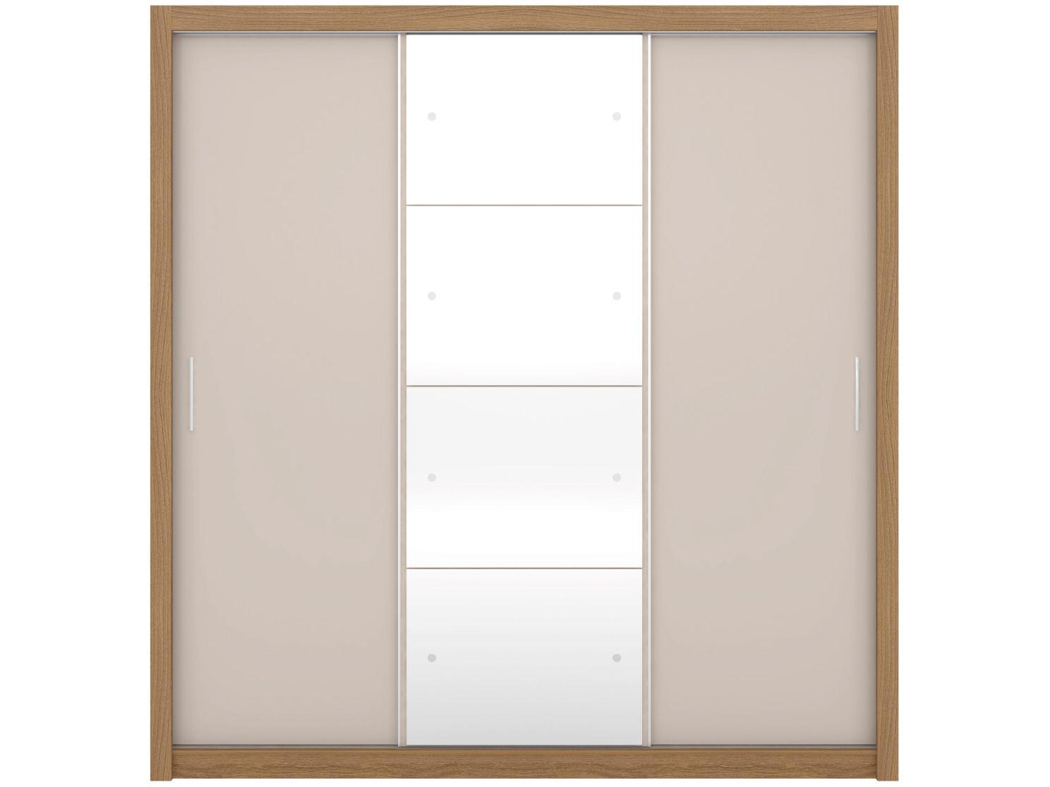Guarda-roupa Casal com Espelho 3 Portas de Correr 2 Gavetas Demóbile Residence Flex