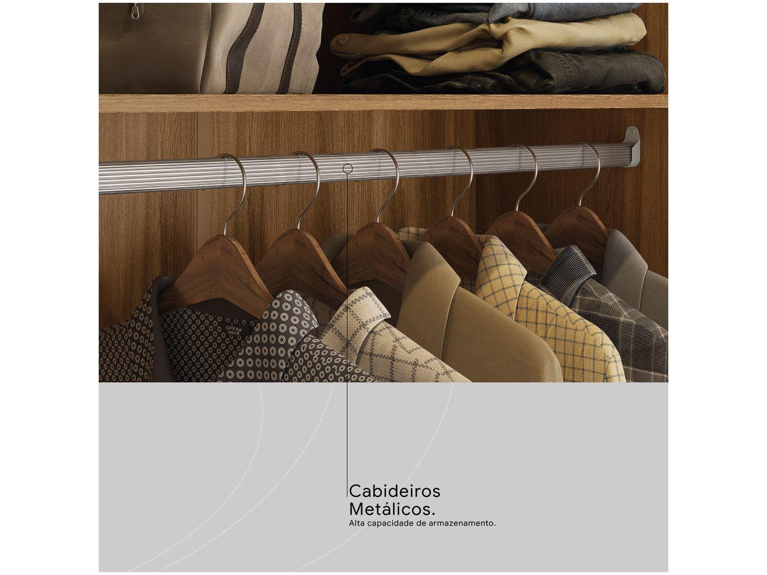 Guarda-roupa Casal com Espelho 3 Portas de Correr 2 Gavetas Demóbile Residence Flex