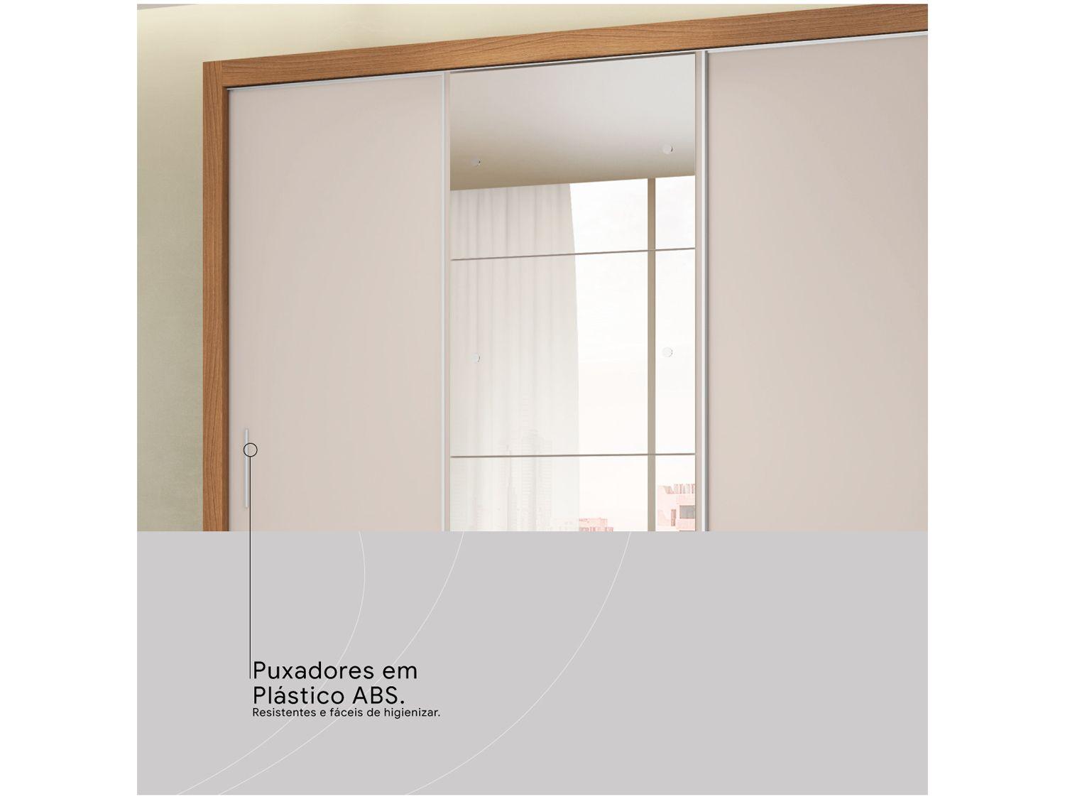 Guarda-roupa Casal com Espelho 3 Portas de Correr 2 Gavetas Demóbile Residence Flex