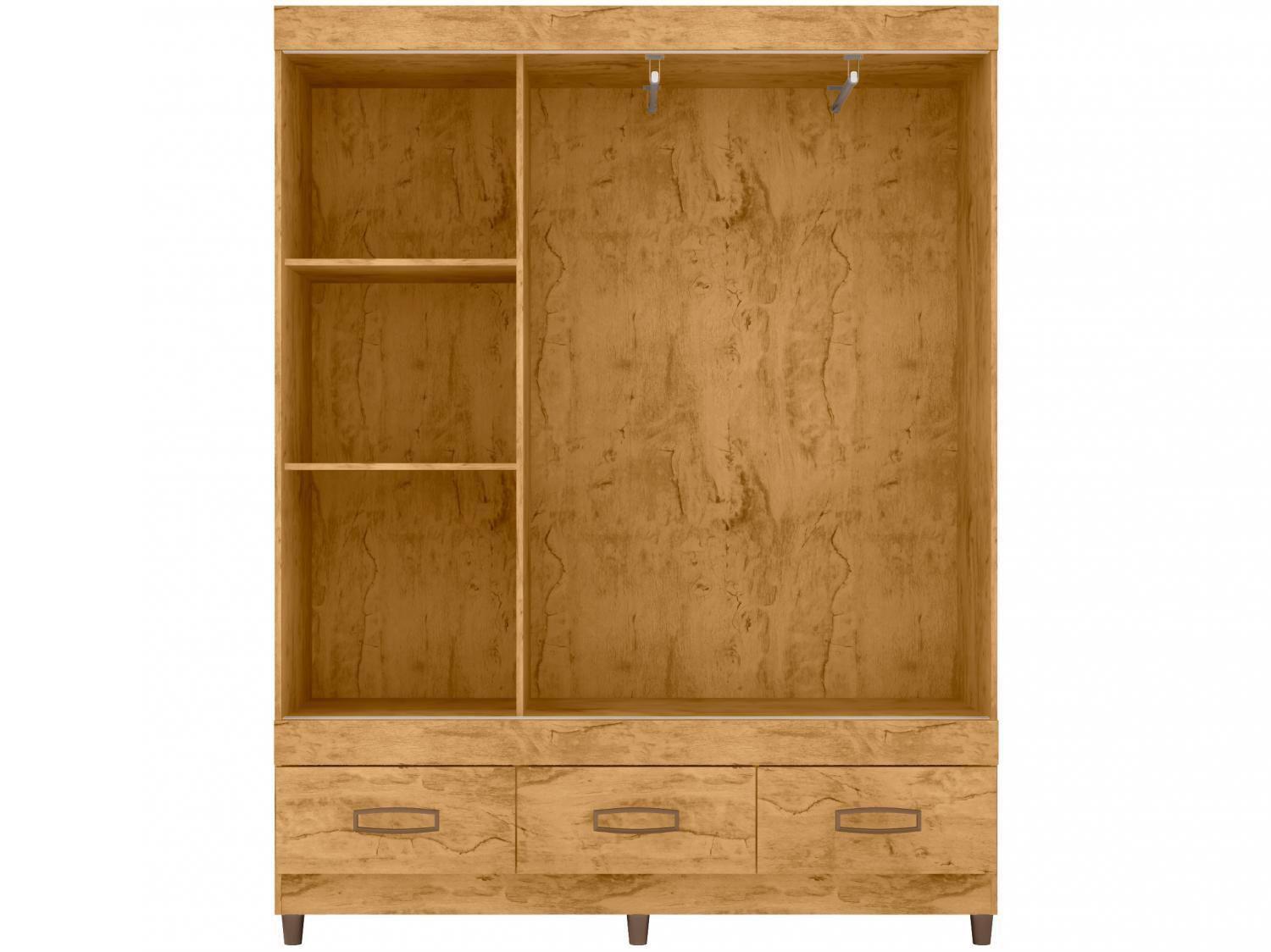 Guarda-roupa Casal com Espelho 3 Portas de Correr 3 Gavetas Araplac Cairo