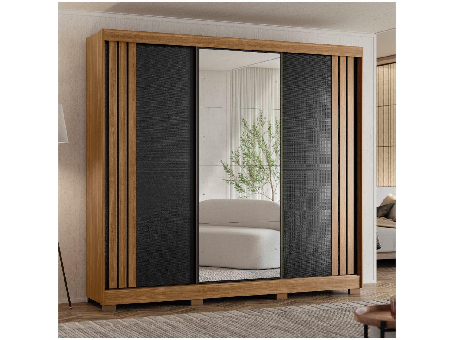 Guarda-roupa Casal com Espelho 3 Portas de Correr 6 Gavetas Demóbile Lille