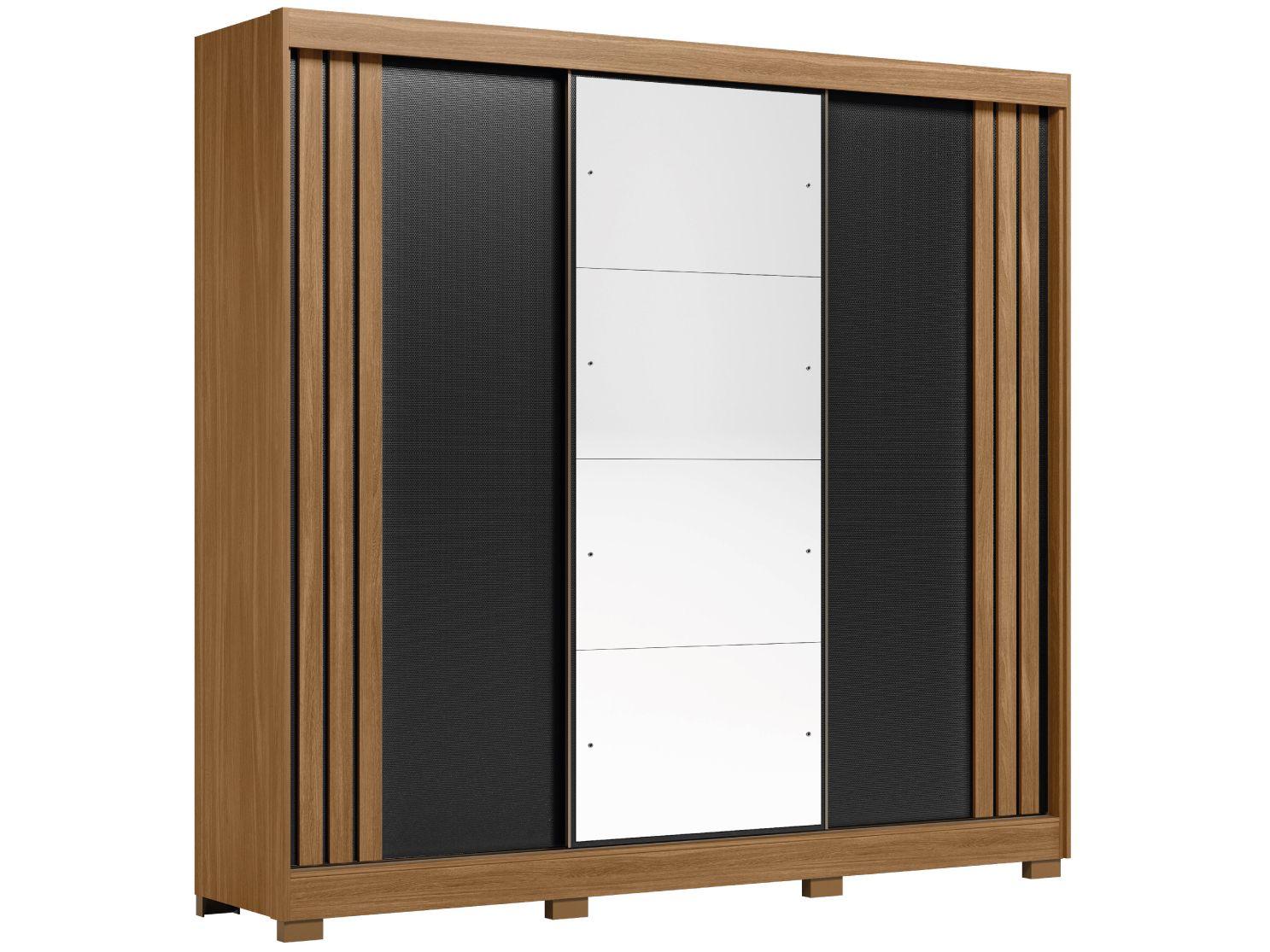 Guarda-roupa Casal com Espelho 3 Portas de Correr 6 Gavetas Demóbile Lille
