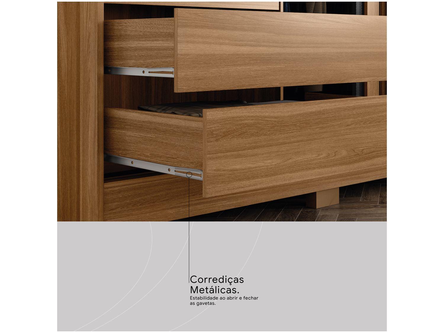 Guarda-roupa Casal com Espelho 3 Portas de Correr 6 Gavetas Demóbile Lille