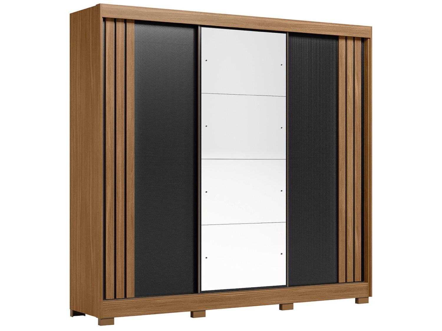 Guarda-roupa Casal com Espelho 3 Portas de Correr 6 Gavetas Demóbile Lille