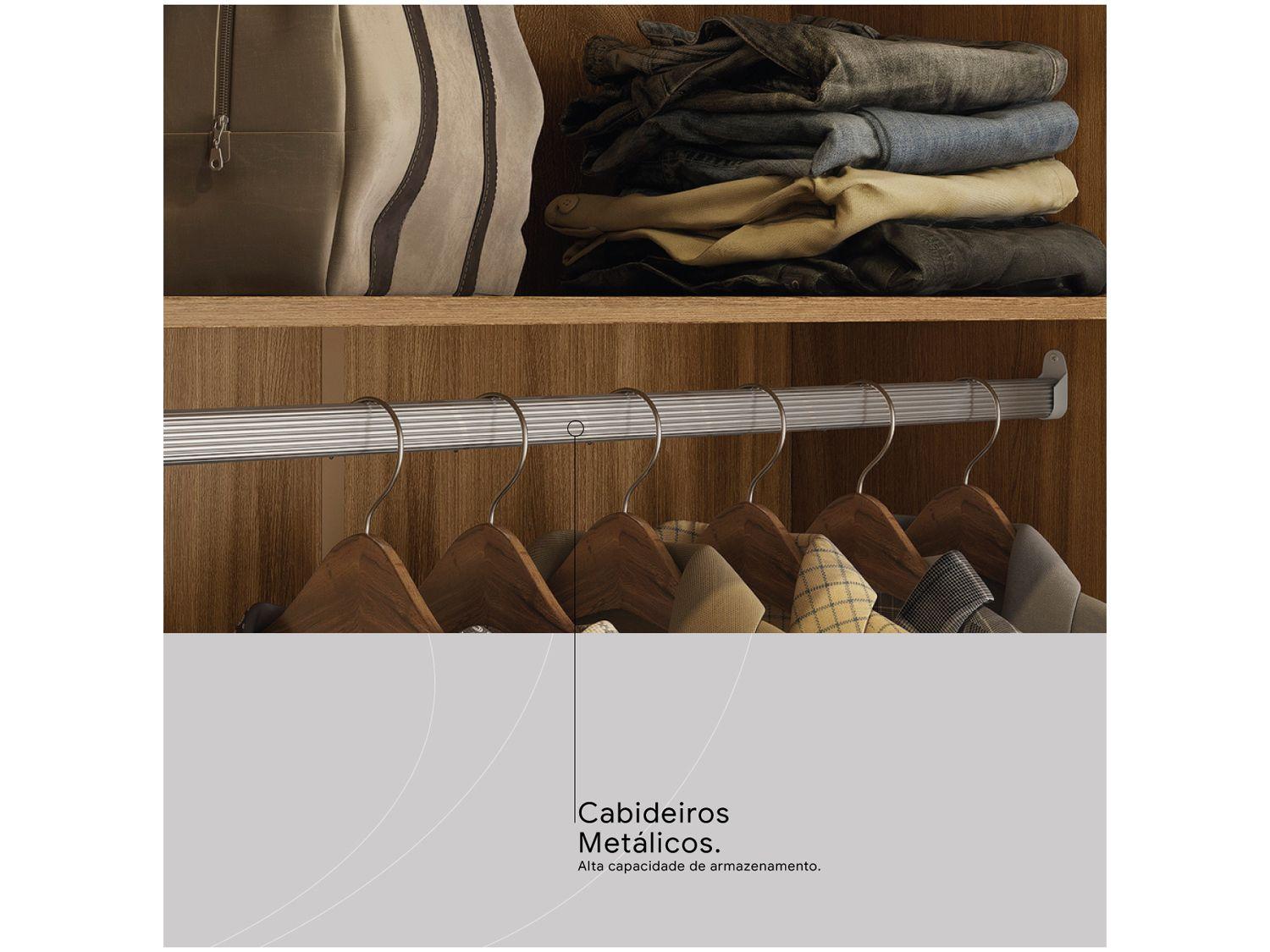 Guarda-roupa Casal com Espelho 3 Portas de Correr 6 Gavetas Demóbile Lille