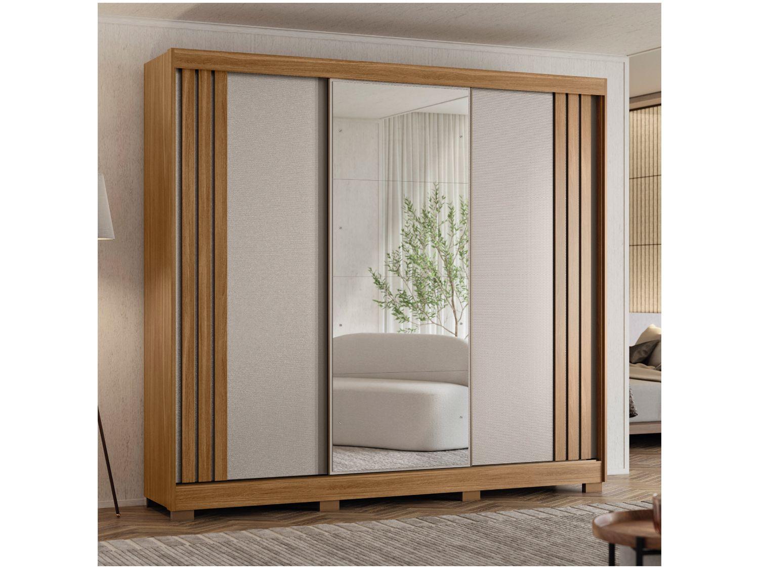 Guarda-roupa Casal com Espelho 3 Portas de Correr 6 Gavetas Demóbile Lille