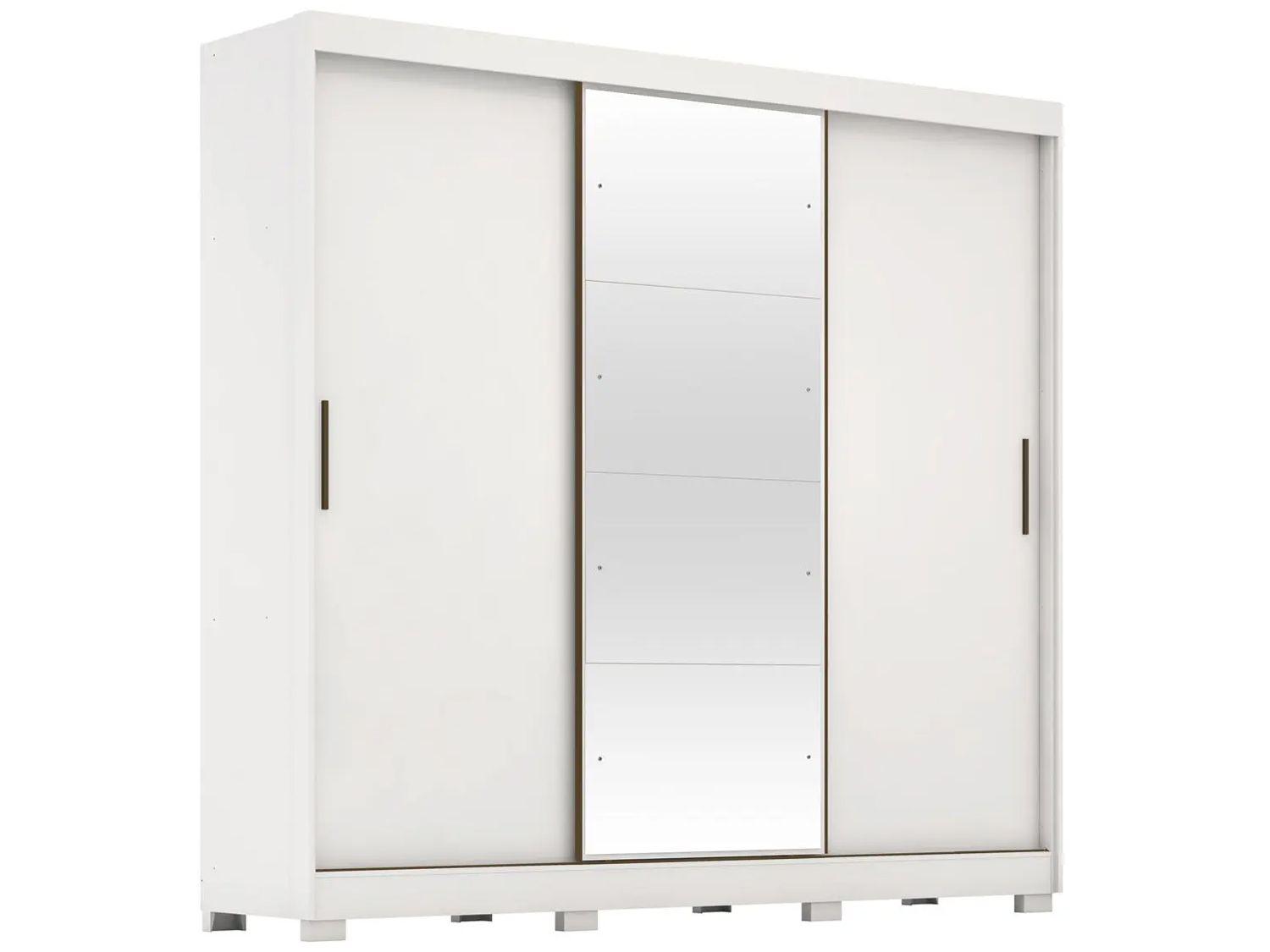 Guarda-roupa Casal com Espelho 3 Portas de Correr 6 Gavetas Demóbile Londres