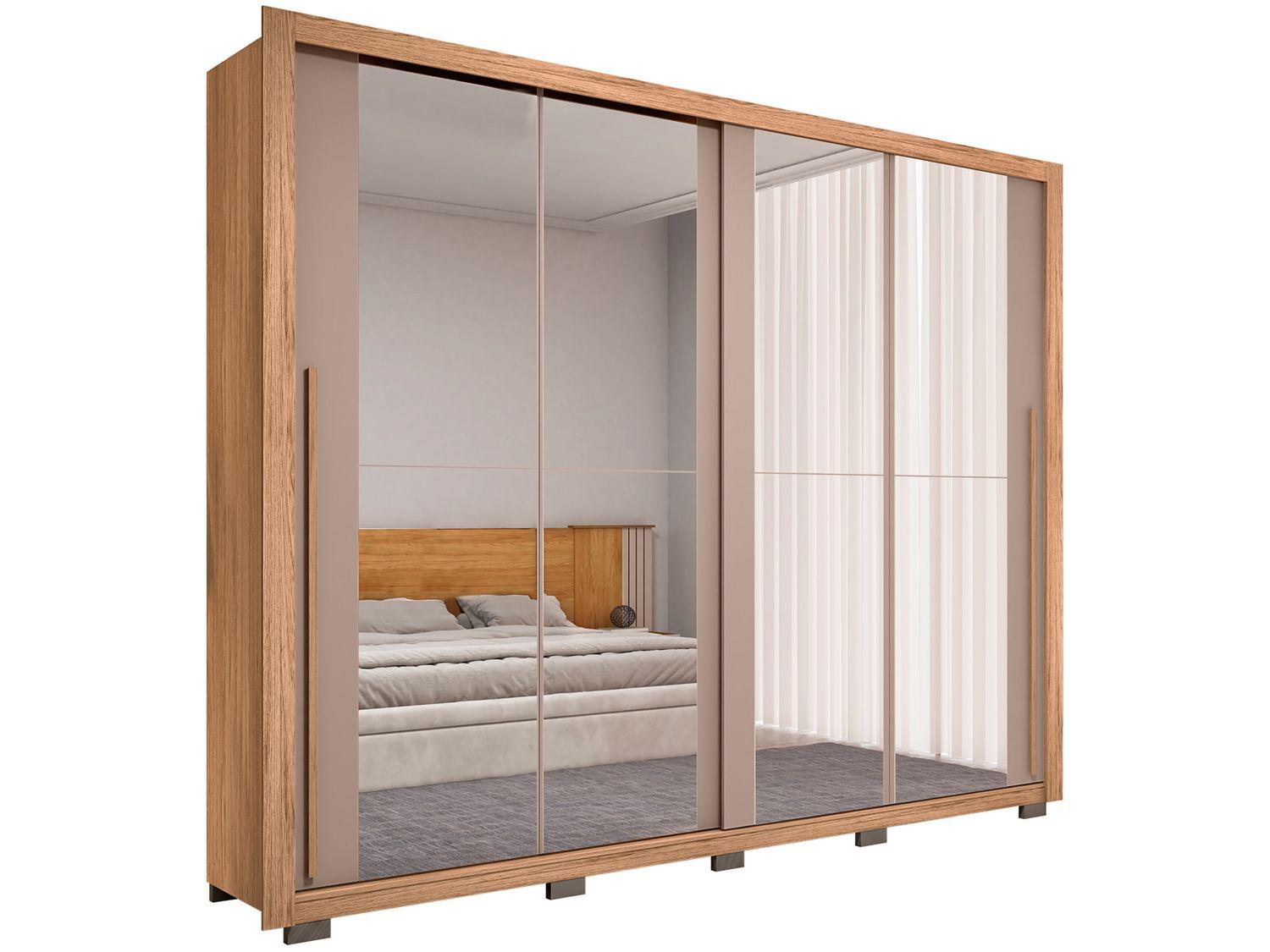 Guarda-roupa Casal com Espelho 4 Gavetas 2 Portas Caemmun Praticus