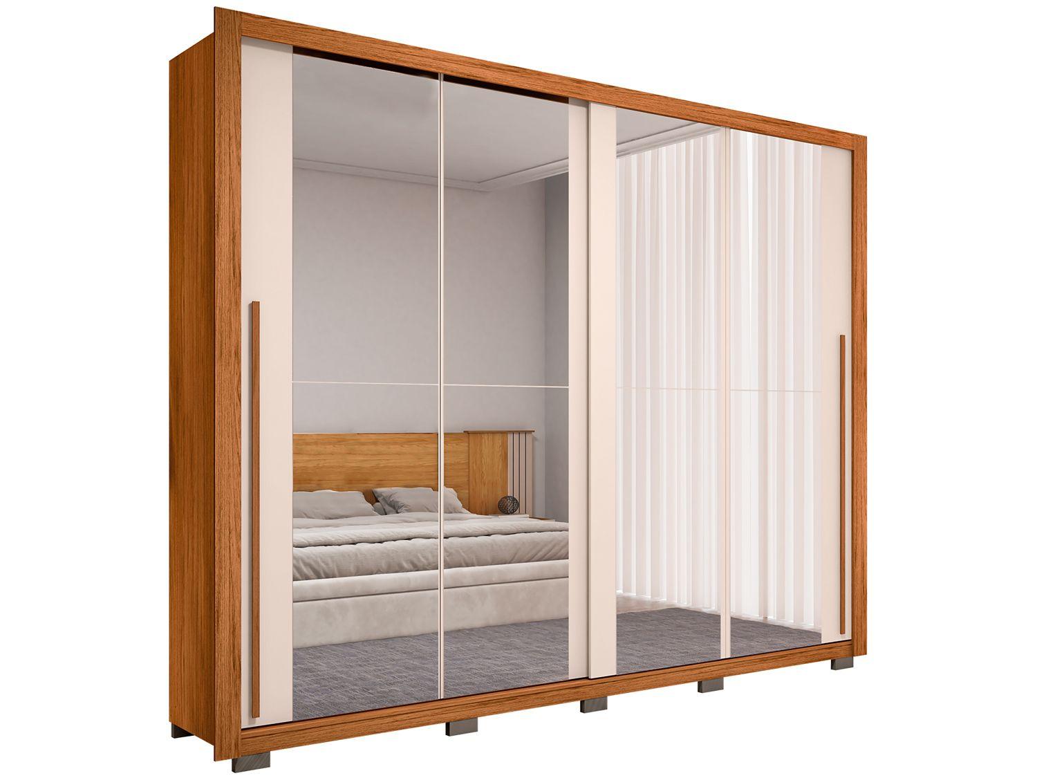 Guarda-roupa Casal com Espelho 4 Gavetas 2 Portas Caemmun Praticus