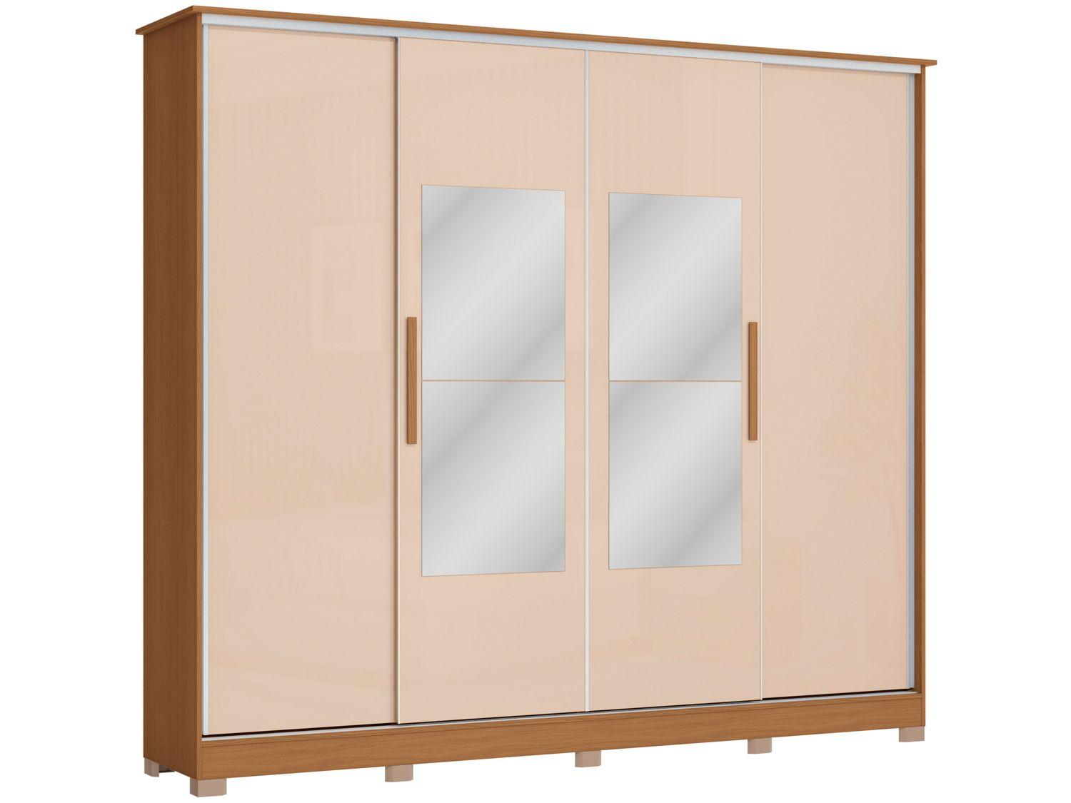 Guarda-roupa Casal com Espelho 4 Gavetas 4 Portas Kappesberg Mônaco II