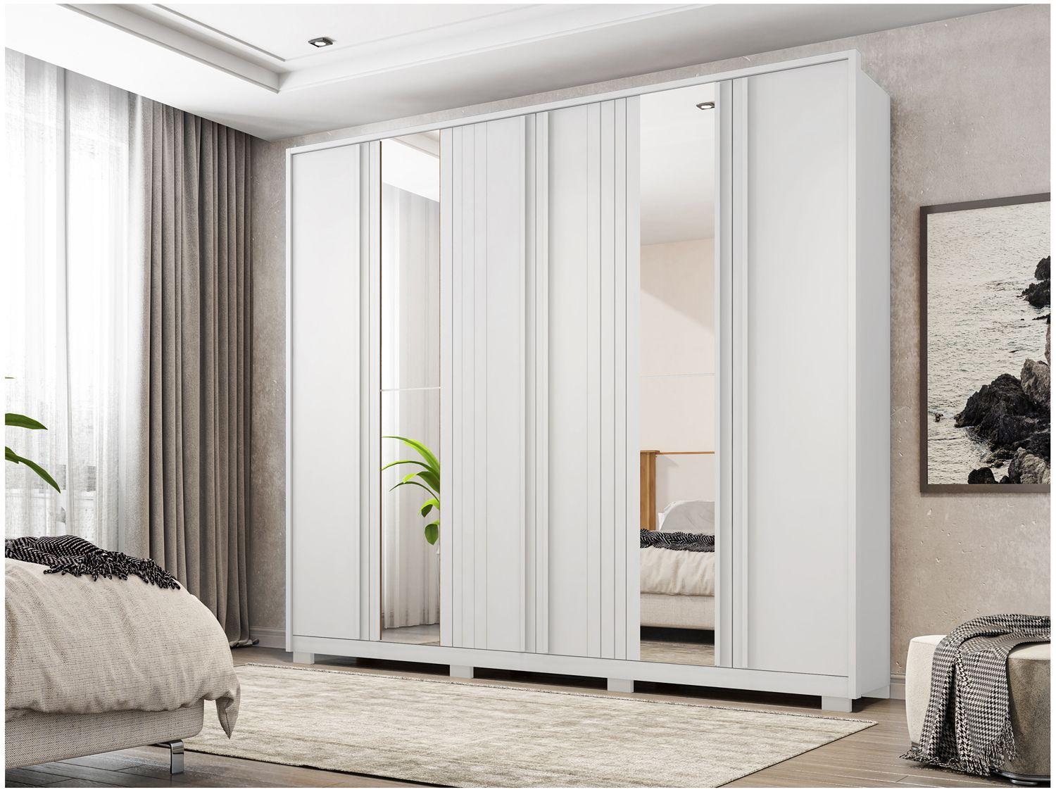 Guarda-roupa Casal com Espelho 4 Gavetas 6 Portas Caemmun Mozart