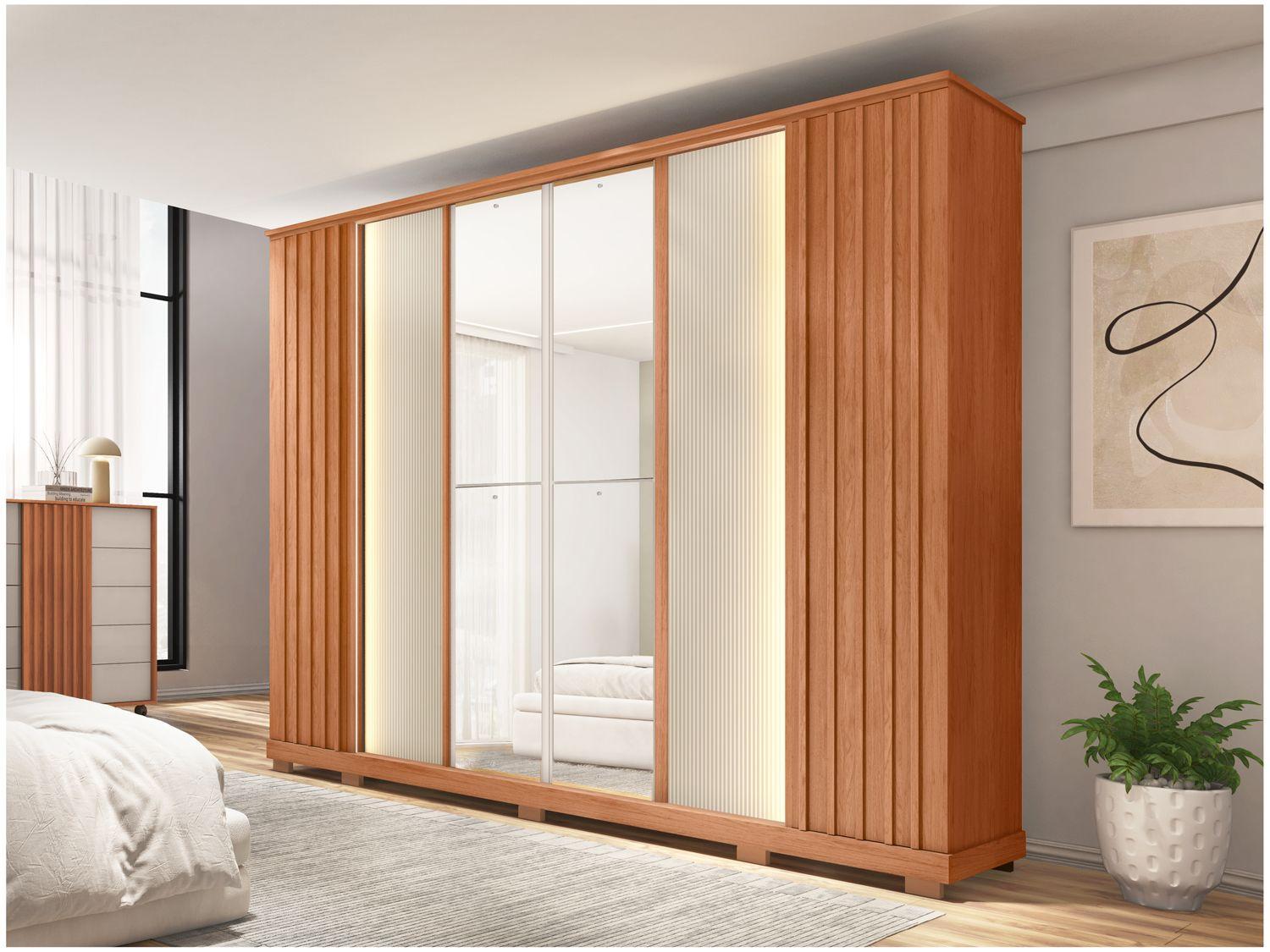 Guarda-roupa Casal com Espelho 4 Gavetas 6 Portas Caemmun Riva