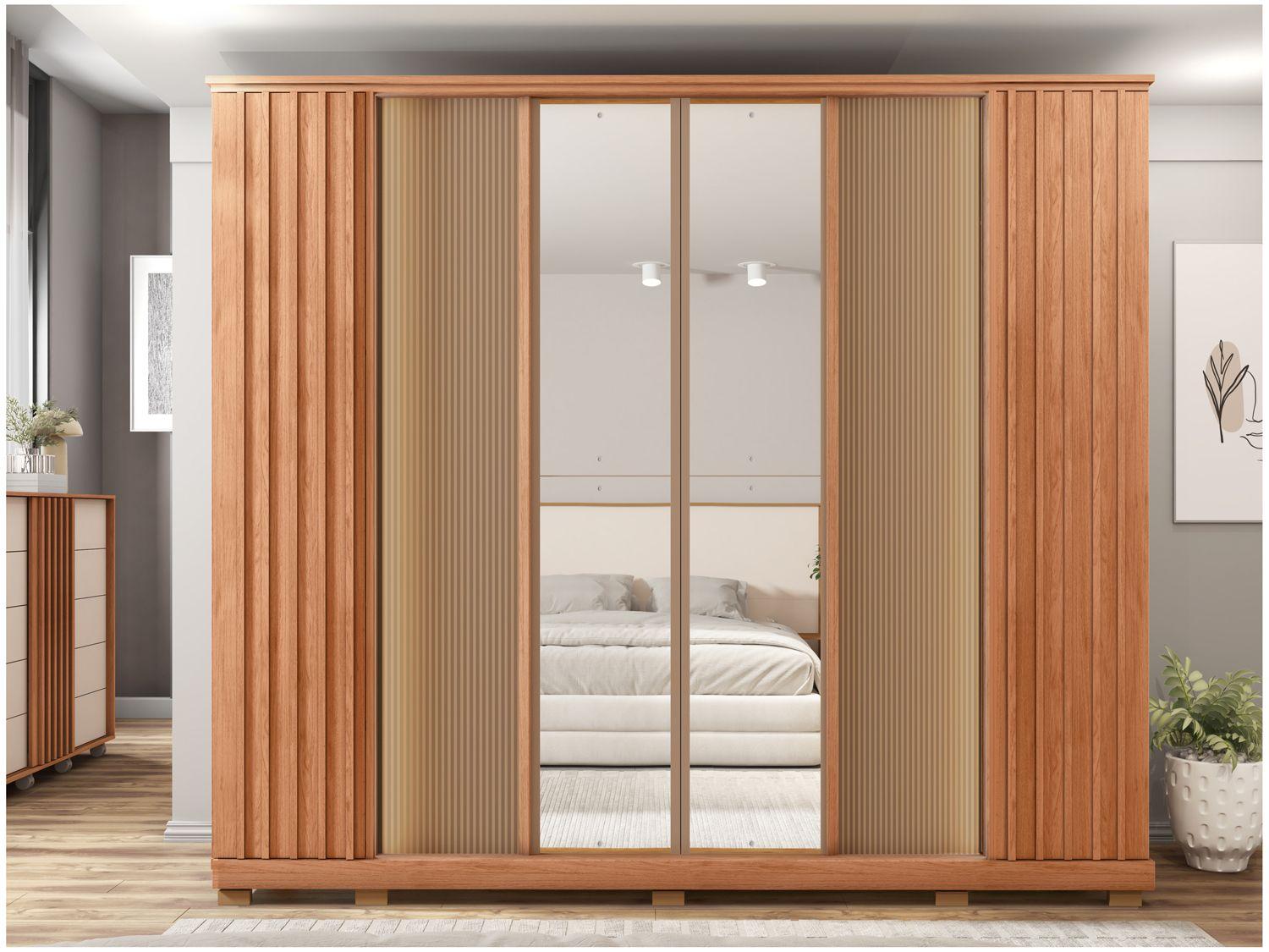 Guarda-roupa Casal com Espelho 4 Gavetas 6 Portas Caemmun Riva