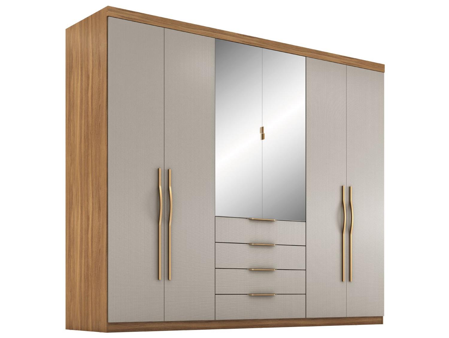 Guarda-roupa Casal com Espelho 4 Gavetas 6 Portas Demobile Giardino