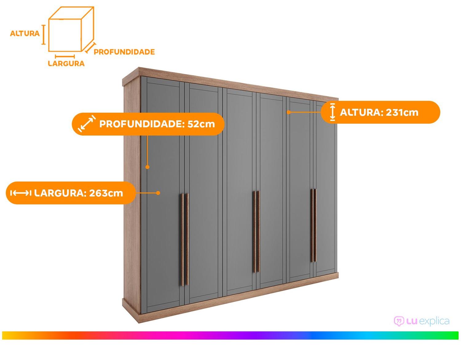 Guarda-roupa Casal Modulado 6 Gavetas 6 Portas Carraro Capri 1159