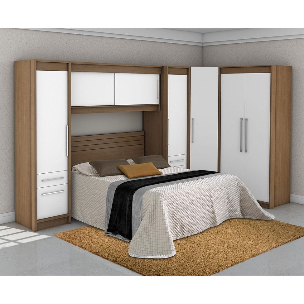 GuardaRoupa Closet Modulado Vegas 2 PT Ipê e Branco Fama móveis