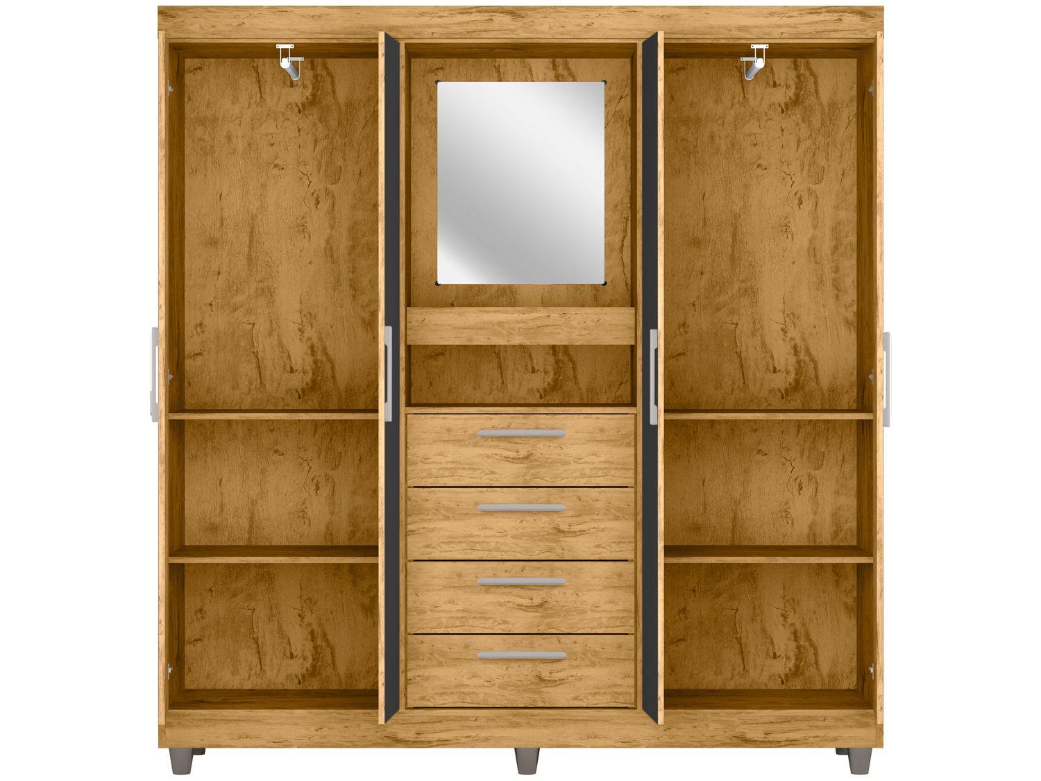 Guarda-roupa com Espelho 4 Portas 4 Gavetas Araplac Pequim