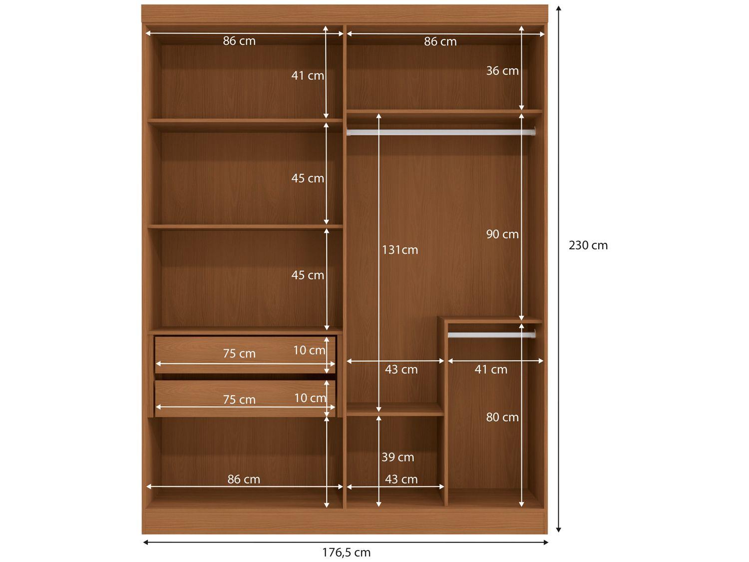 Guarda-roupa Solteiro 2 Gavetas 4 Portas Kappesberg Roma