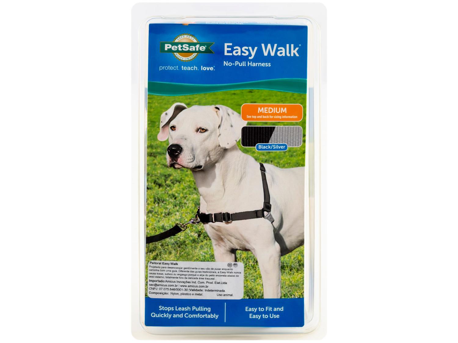 Guia para Cachorro Tam. M Preto e Cinza PetSafe Easy Walk