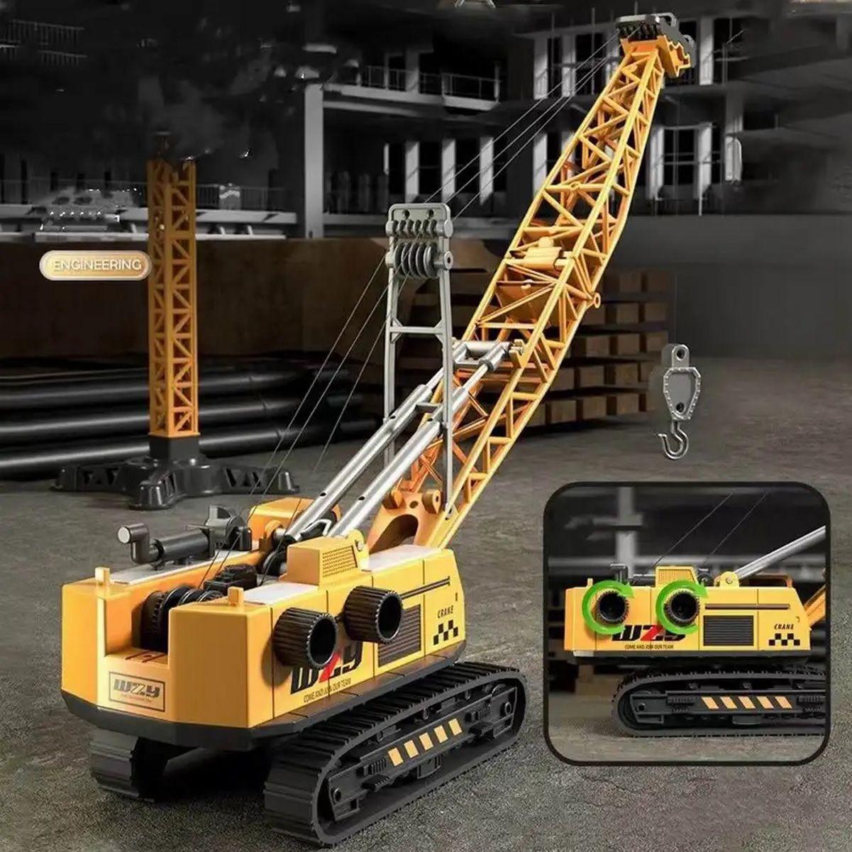 Imagem de Guindaste Escavadeira Miniatura Brinquedo Articulado Maquina Obra Coleção