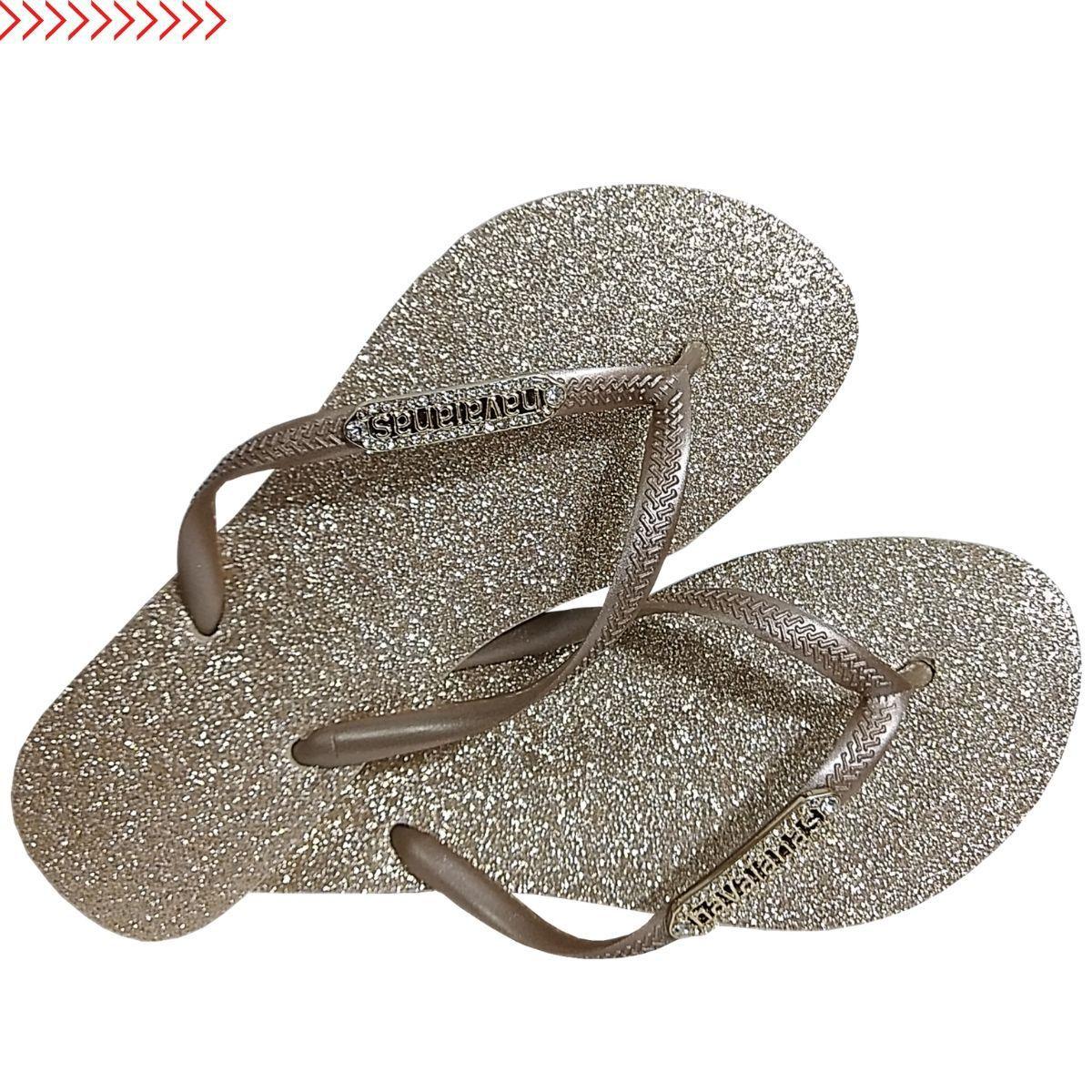 chinelo glitter havaianas dourado