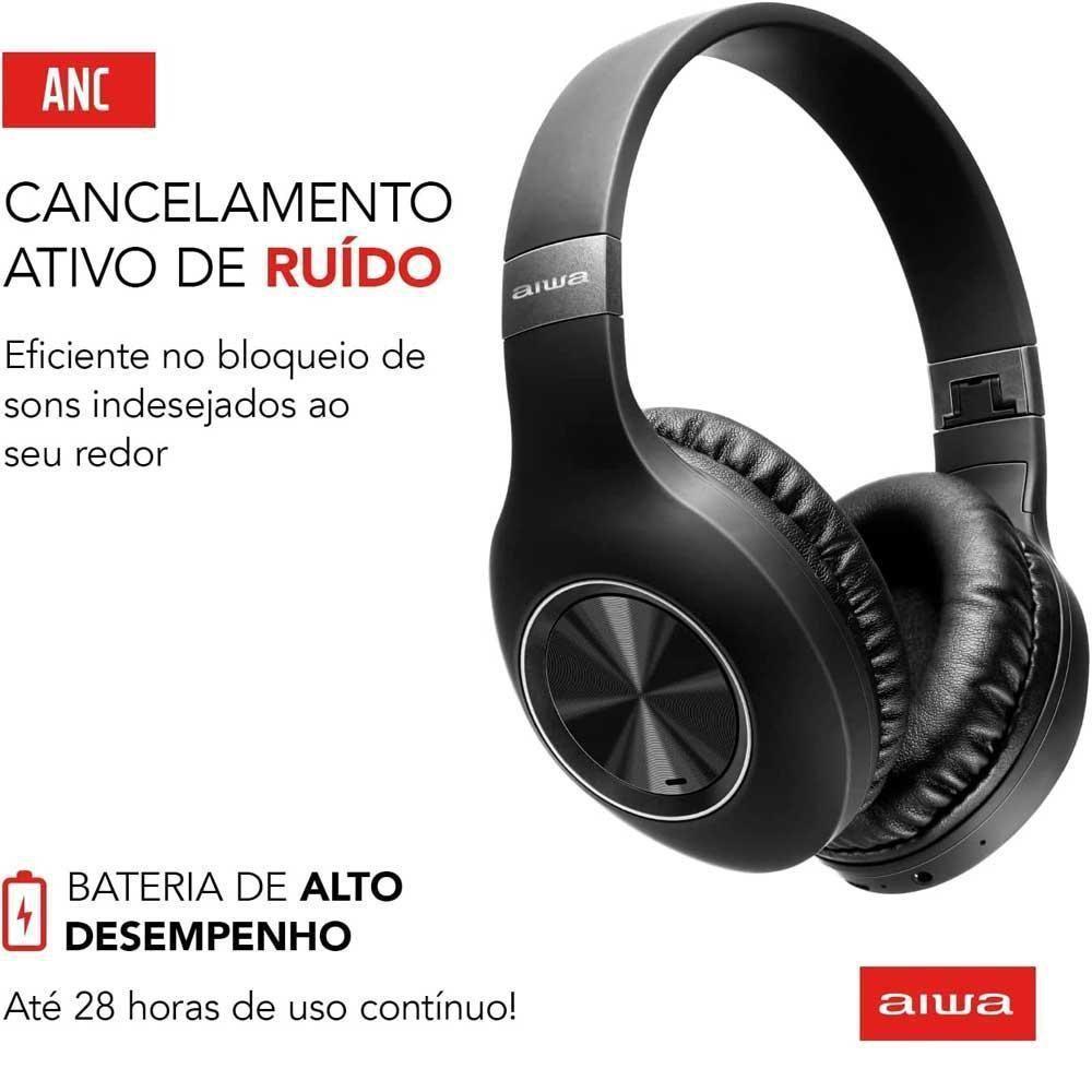 Headphone Aiwa Wireless Bluetooth AWS-HP-02B Preto