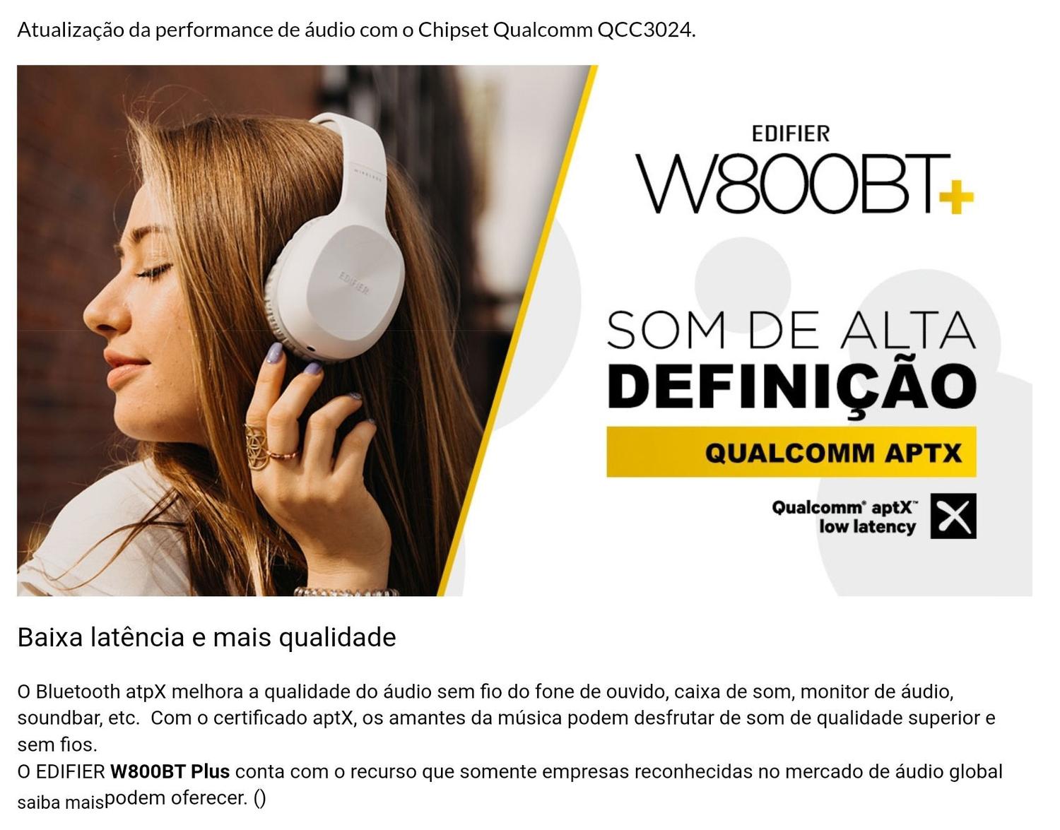 Headphone Bluetooth 5.1 Fone De Ouvido Sem Fio Edifier W800bt Plus - Branco  - Headphone Bluetooth - Magazine Luiza