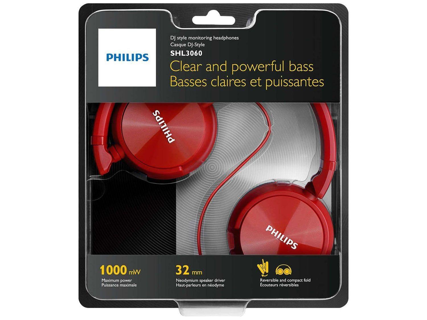 Headphone/Fone de Ouvido Philips - SHL3060 Vermelho - Headphone com Fio -  Magazine Luiza