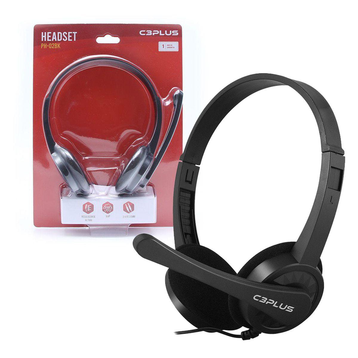 Headset C3Tech Plus PH-02BK P2 Preto 2m de Cabo - C3-TECH - Headset -  Magazine Luiza