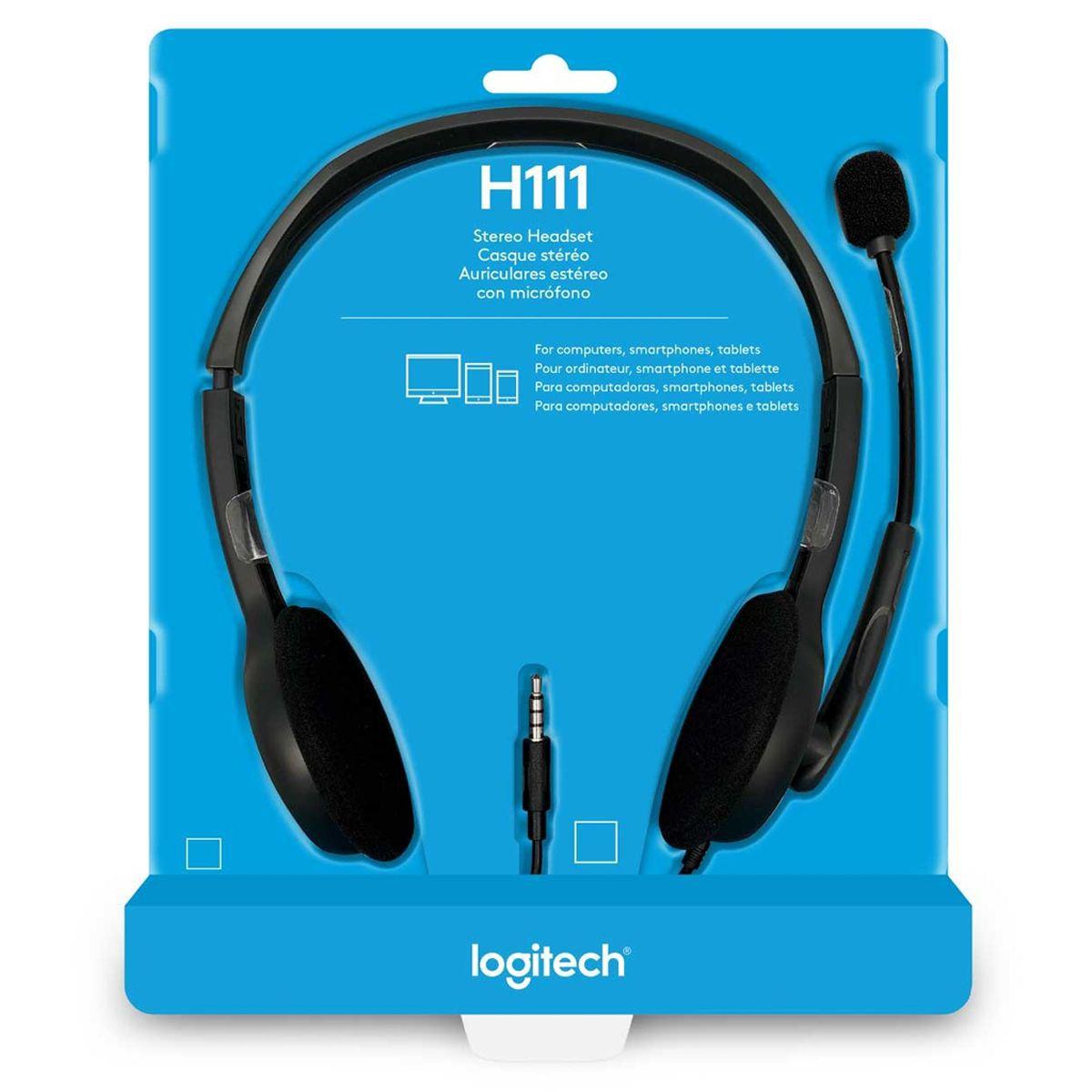 Headset Fone Ouvido com Microfone p/ Empresas Home Office Logitech H111  Entrada P3 p/ PC Notebook Celular Tablet - Headset - Magazine Luiza