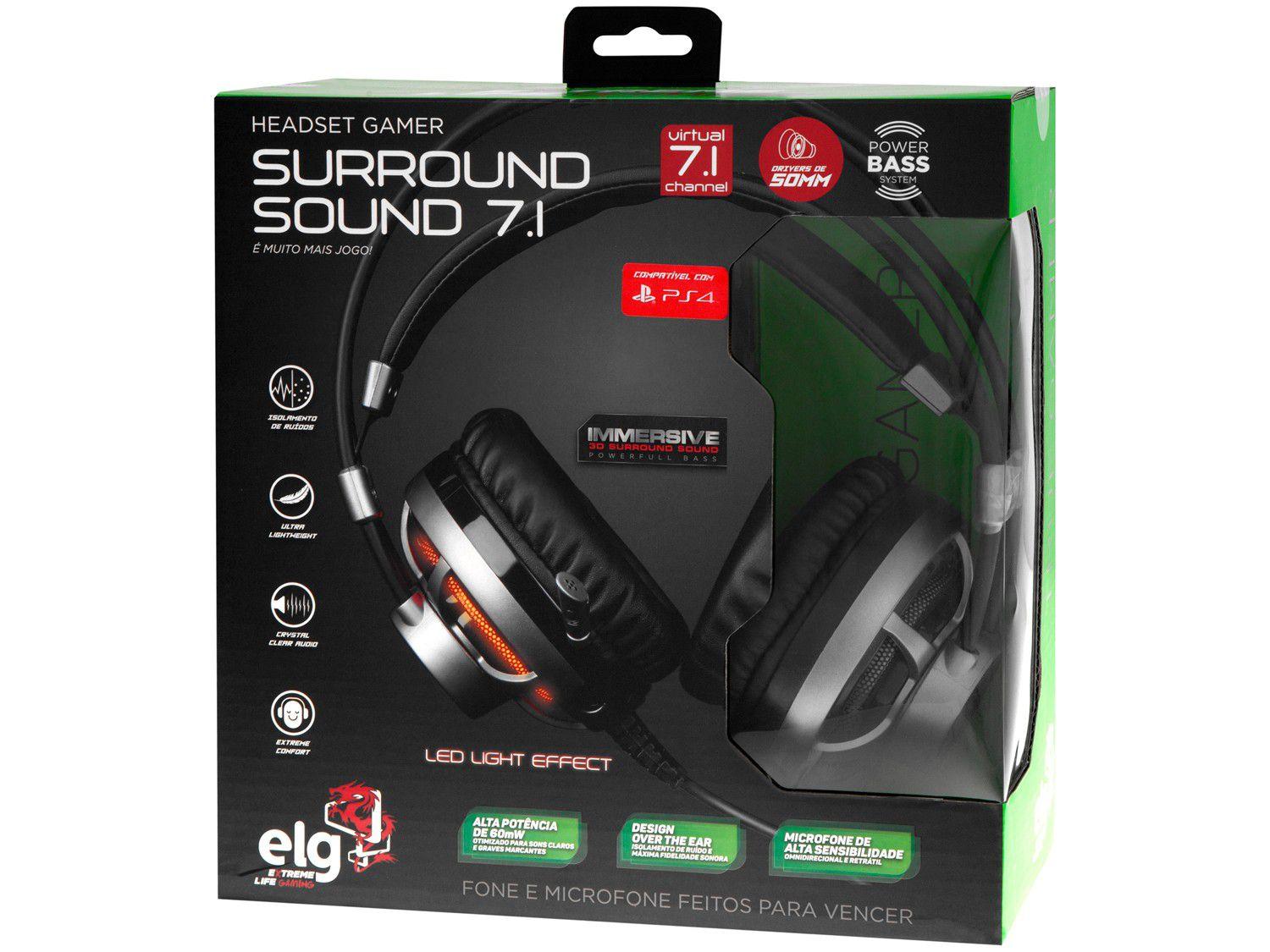 Headset Gamer ELG Surround Sound 7.1 - HGSS71 - Headset Gamer - Magazine  Luiza