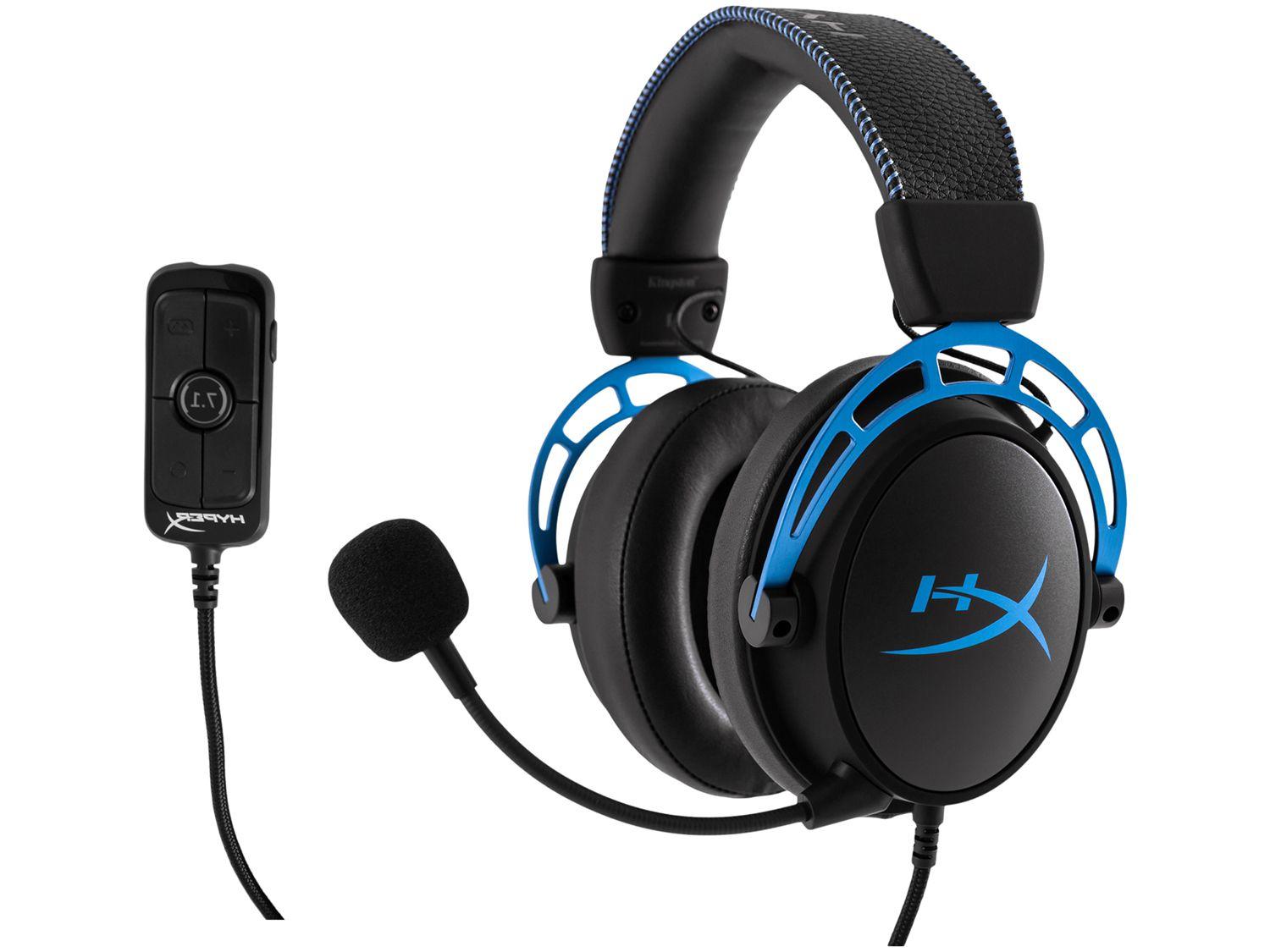 Headset Gamer HyperX PC e Mobile 7.1 USB P2 Cloud Alpha S Blackout