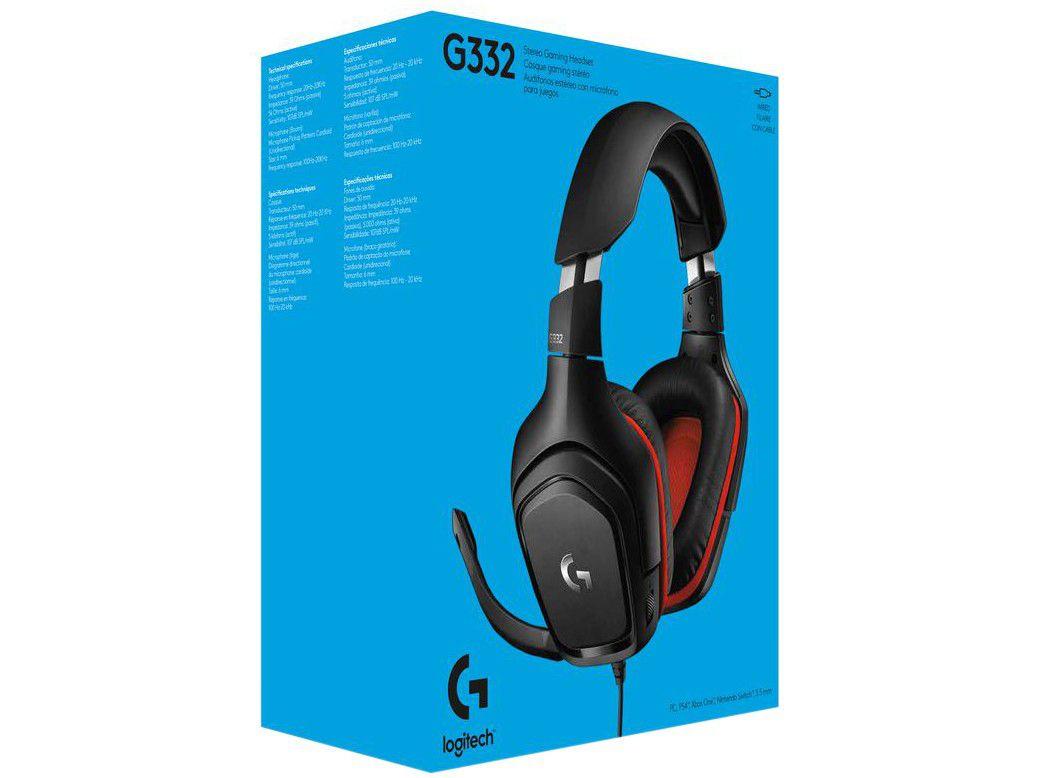 Headset Gamer Logitech G332 PC PS4 Xbox One Preto