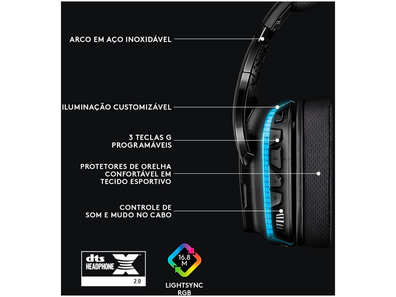Headset Gamer Logitech G635 PC MAC PS4 Xbox One P2