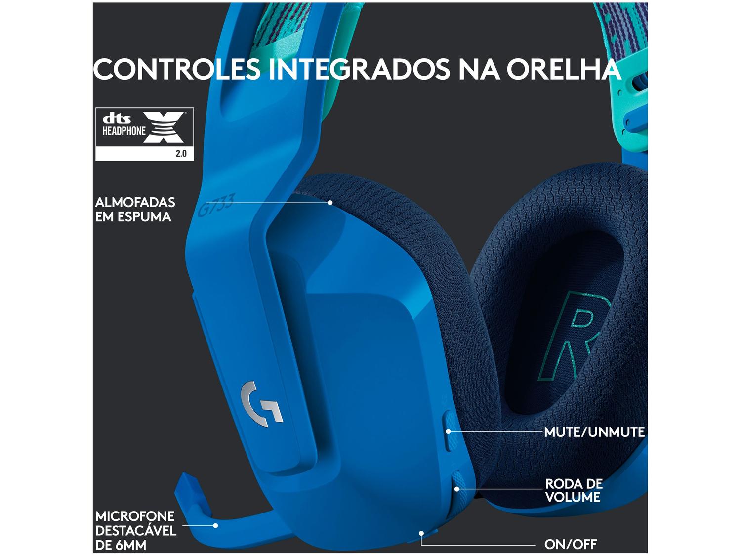Headset Gamer Logitech G733 PC MAC PS4 sem Fio Shopping LATAM Pass