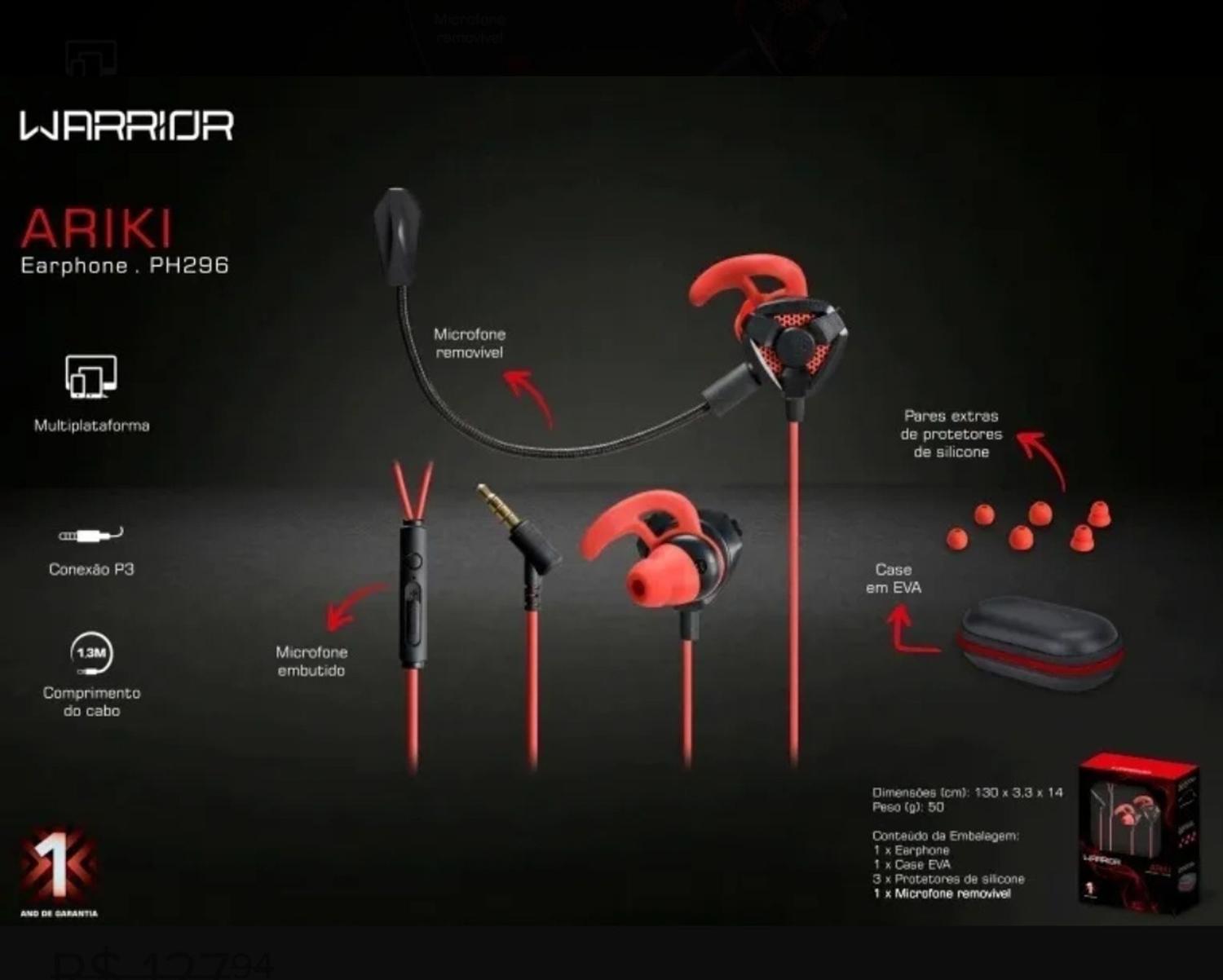 Headset Gamer Warrior Ariki P3 Fone Gamer P Celular - Ph296 - Headset Gamer  - Magazine Luiza