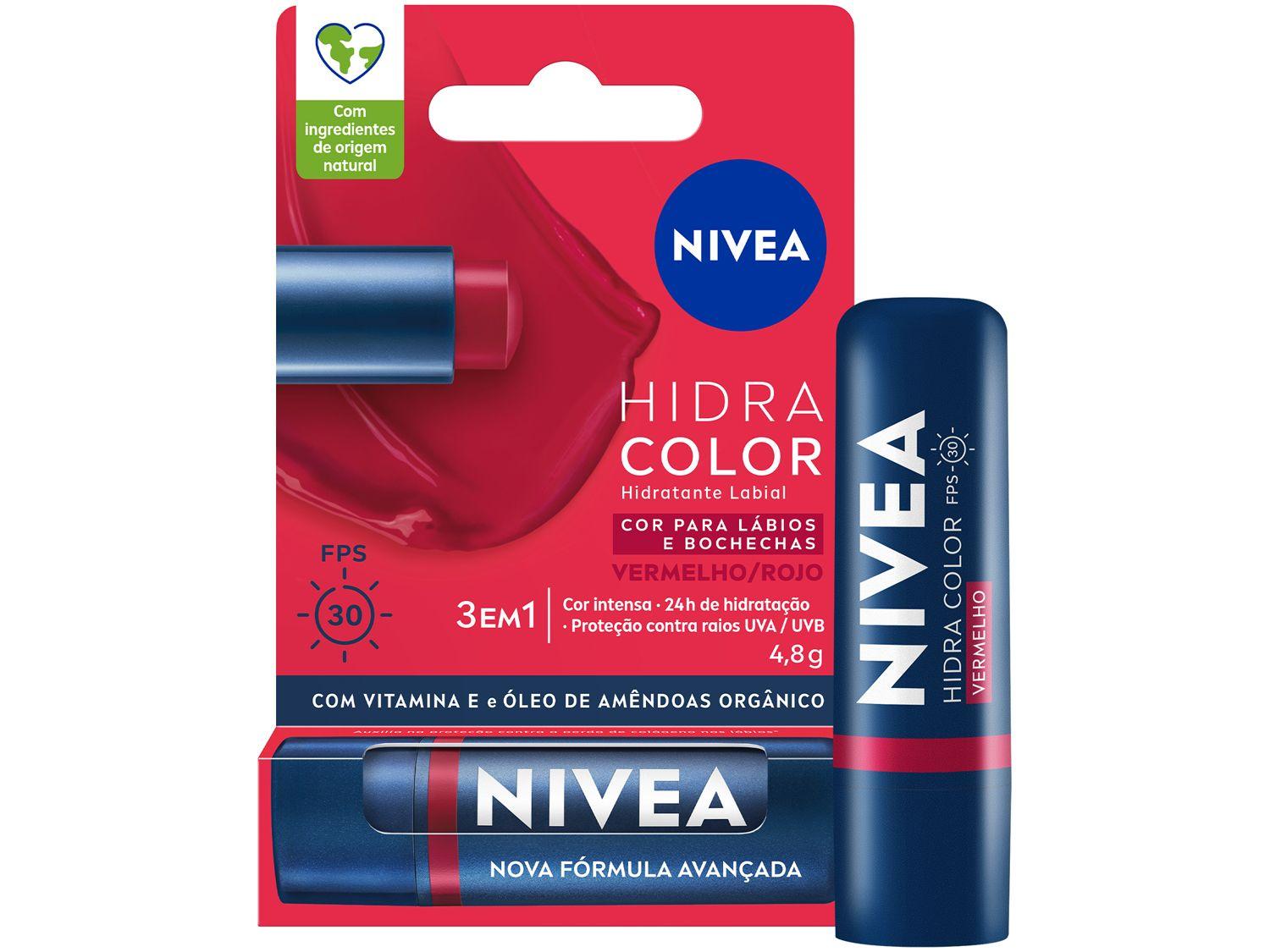 Hidratante Labial Nivea Hidra Color Vermelho 4,8g