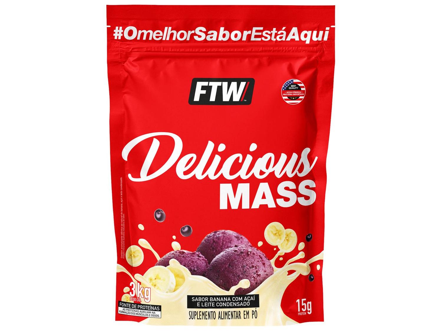 Hipercalórico FTW Delicious Mass em Pó 3kg Banana com Açaí e Leite Condensado