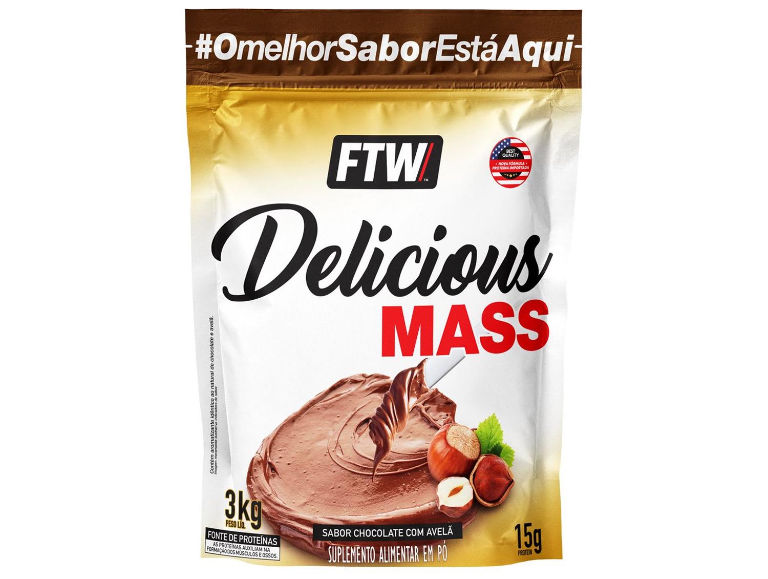 Hipercalórico FTW Delicious Mass em Pó 3kg Creme de Avelã