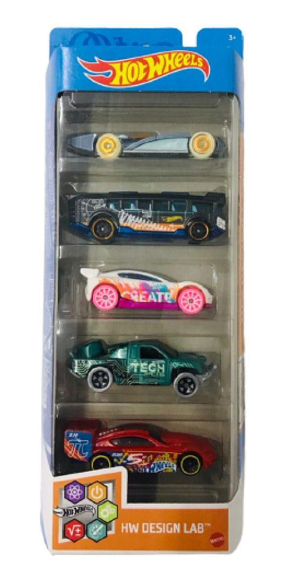 Hot Wheels Design Lab Pacote 5 Carros Gtn34 Mattel Carrinho de