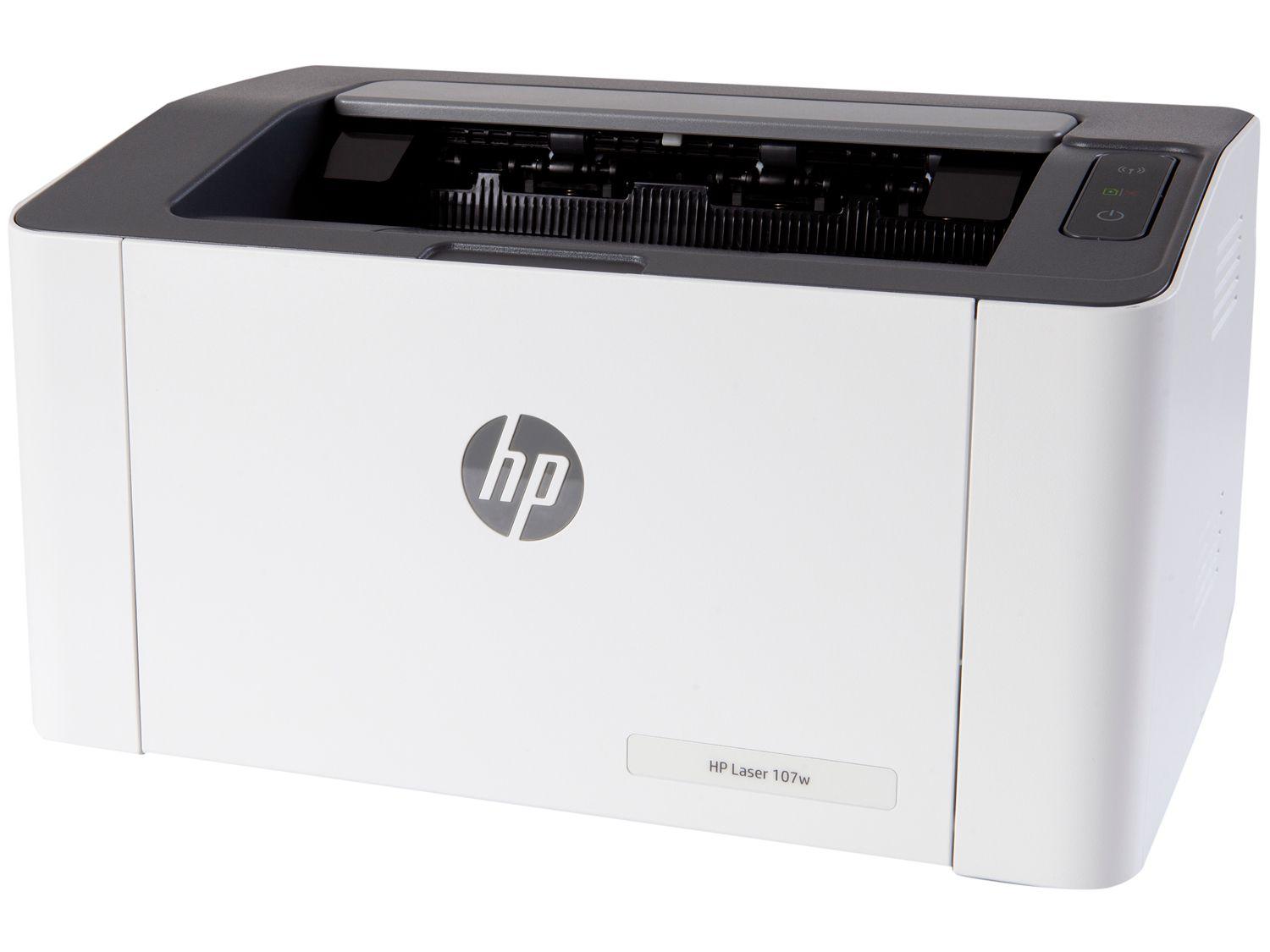 Impressora HP Laser 107W Preto e Branco Wi-Fi USB