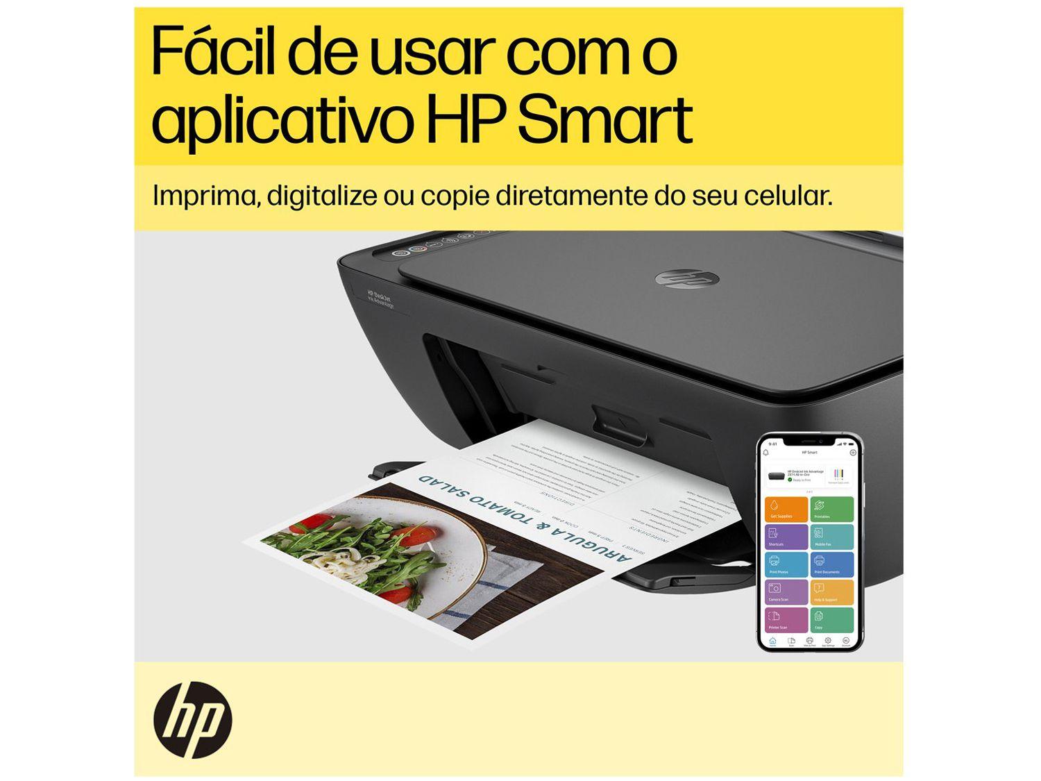 Impressora Multifuncional HP DeskJet Ink 2874 Wi-Fi Jato de Tinta Térmico Colorida USB