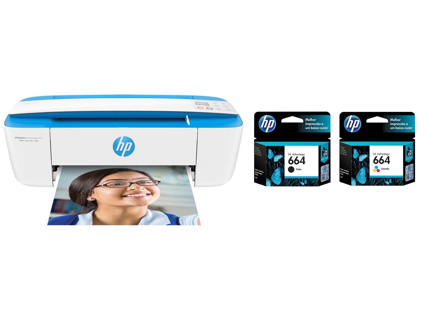 Impressora Multifuncional HP DeskJet Ink 3776 - Jato de Tinta Colorida  Wi-Fi + 02 Cartuchos - Multifuncional Jato de Tinta - Magazine Luiza