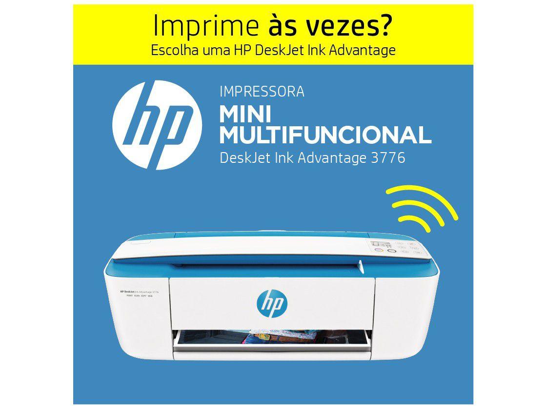 Impressora Multifuncional HP DeskJet Ink 3776 - Jato de Tinta Colorida  Wi-Fi - Multifuncional Jato de Tinta - Magazine Luiza
