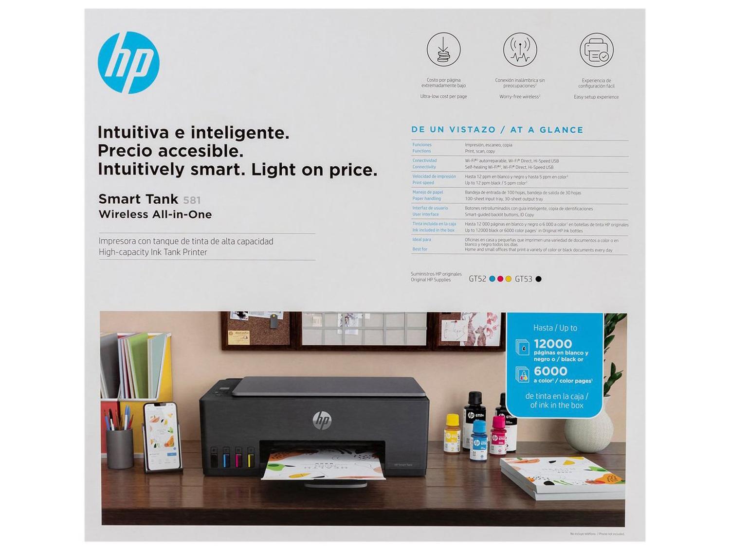 Impressora Multifuncional HP Smart Tank 581 Wi-Fi
