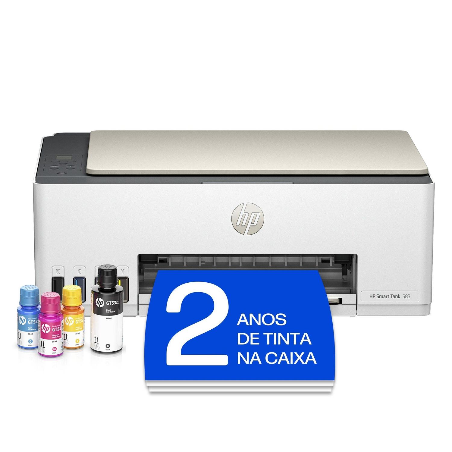 Impressora Multifuncional HP Smart Tank 583 Wi-Fi Tanque de tinta Colorida USB